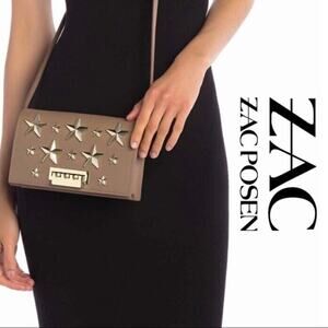 ZAC ZAC POSEN EARTHETTE STAR STUD CROSSBODY MED BEIGE HANDBAG NWT $395 AUTHENTIC